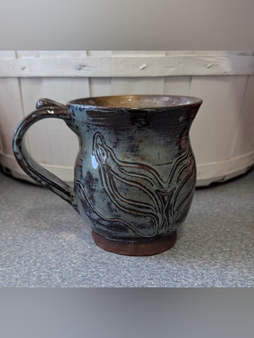 Handmade Studio Pottery Whale Tail Stoneware Coffee Mug
